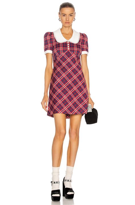 miu miu plaid mini dress in rosso|Miu Miu Plaid Mini Dress in Rosso .